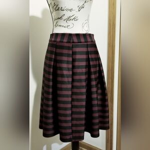 Faith And Joy Maroon Black Pleated Stripe Aline Skirt Size Small Retro Flare